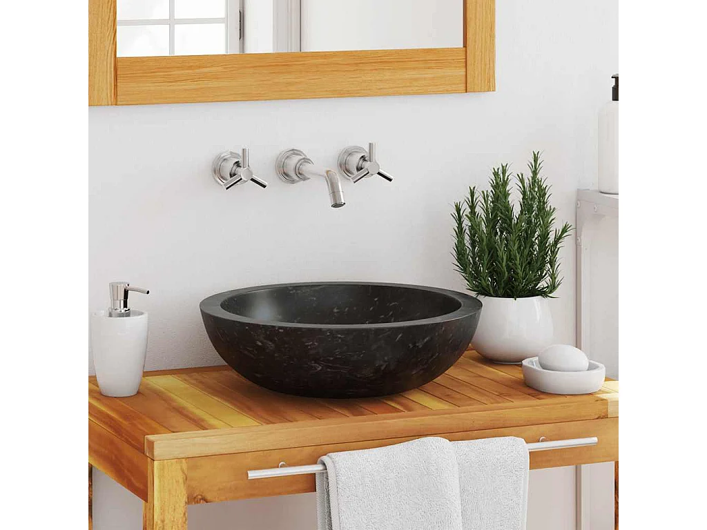 Lavabo | Évier de cuisine 40 x 12 cm Marbre Noir