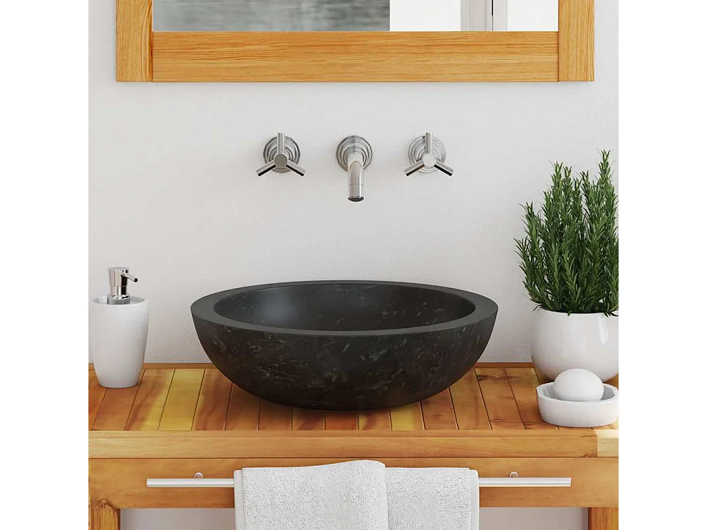 Lavabo | Évier de cuisine 40 x 12 cm Marbre Noir