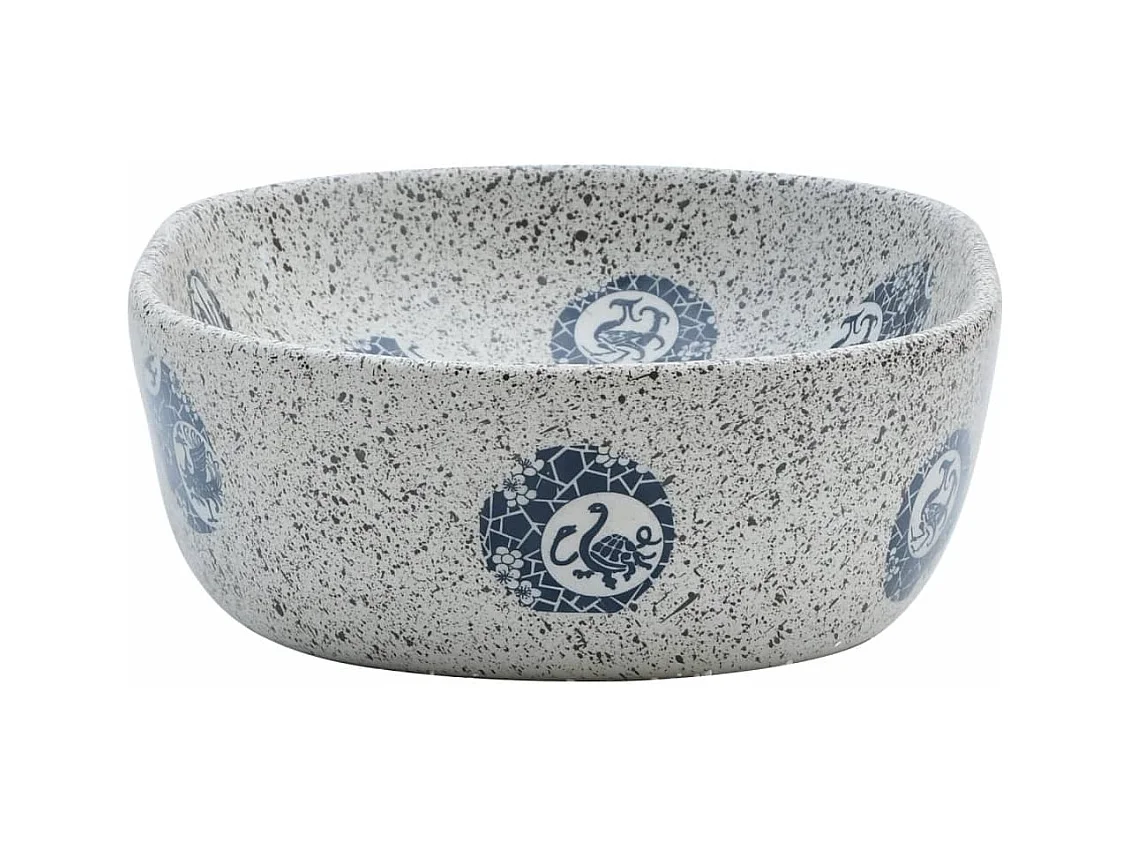 Vasque à poser Lavabo | Bac à laver gris et bleu ovale 47x33x13 cm céramique