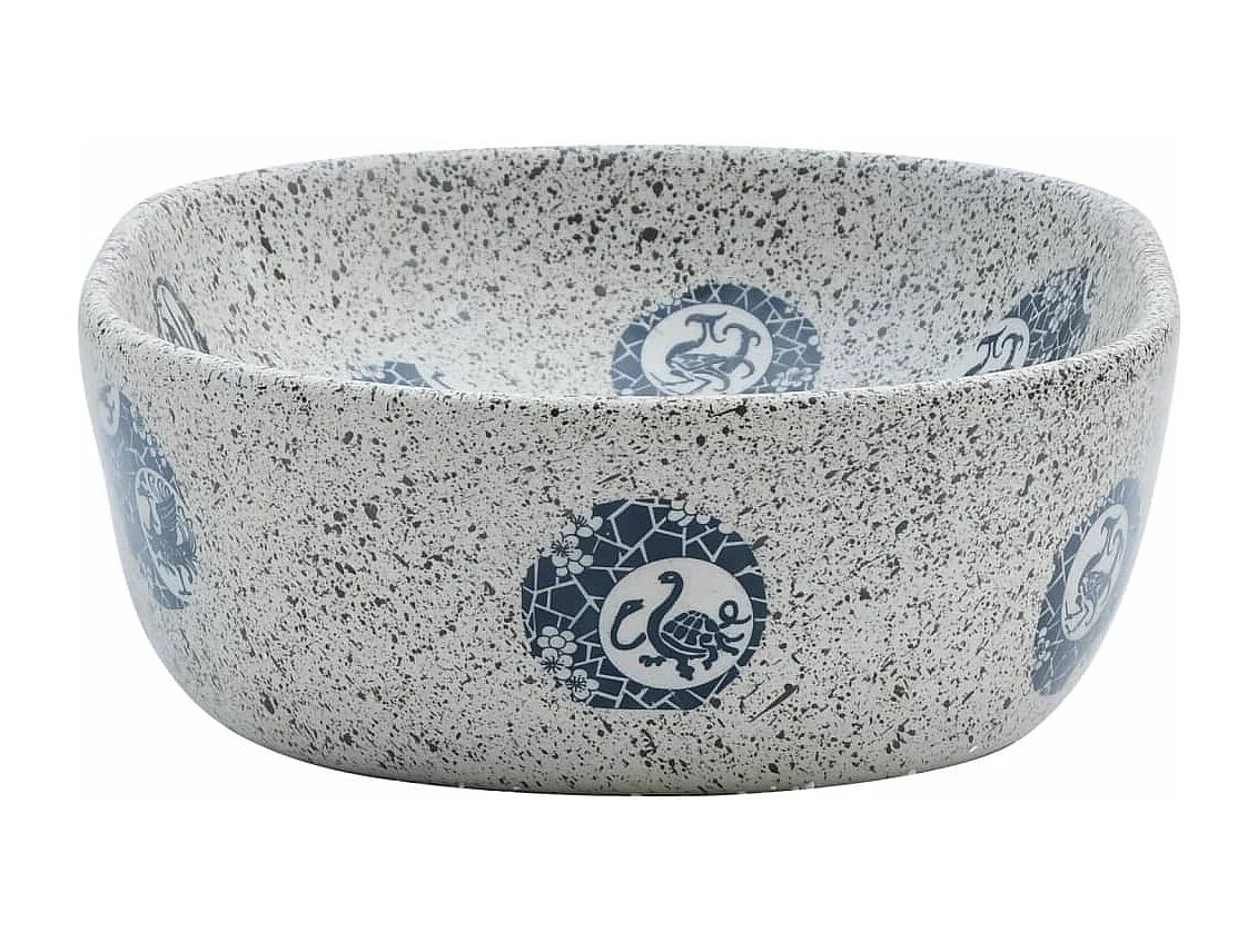 Vasque à poser Lavabo | Bac à laver gris et bleu ovale 47x33x13 cm céramique