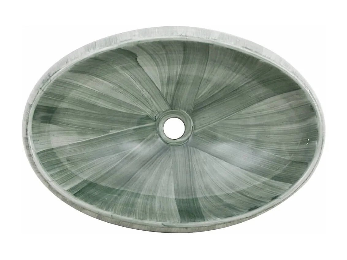 Vasque à poser Lavabo | Bac à laver vert ovale 59x40x15 cm céramique