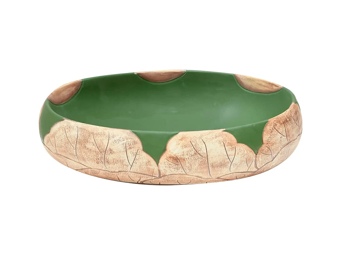 Vasque à poser Lavabo | Bac à laver vert et marron ovale 59x40x15 cm céramique