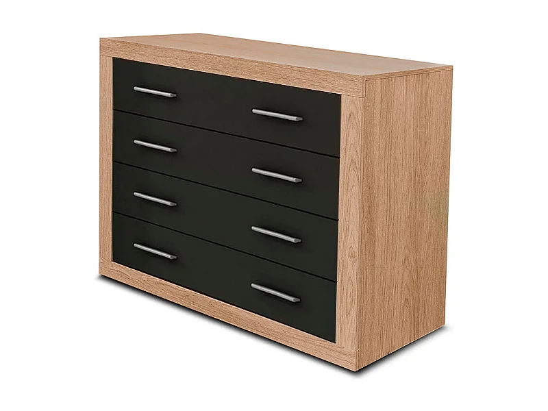 Cômoda Kiara com 4 Gavetas, Carvalho e Grafito 98x82cm