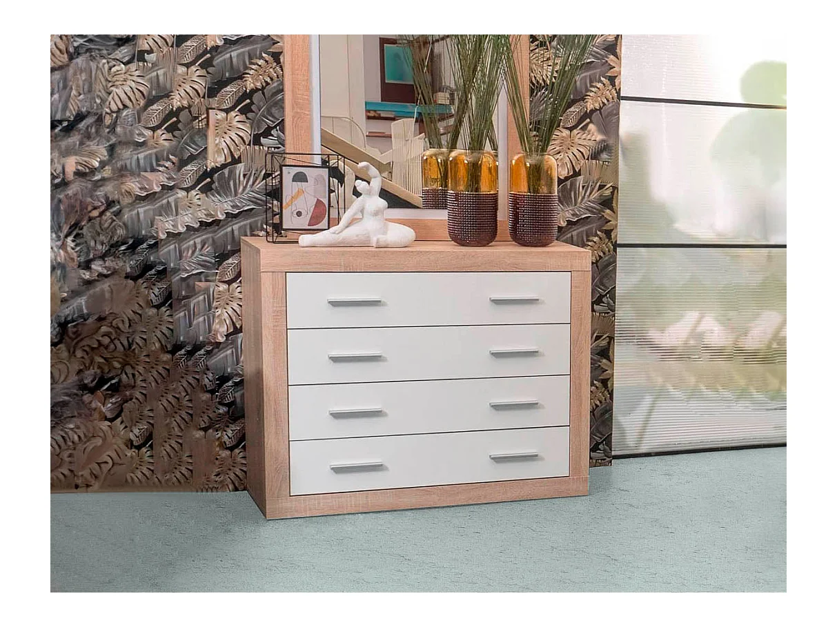 Comoda Kiara de 4 Cajones Cambria y Grafito 98x82 cm