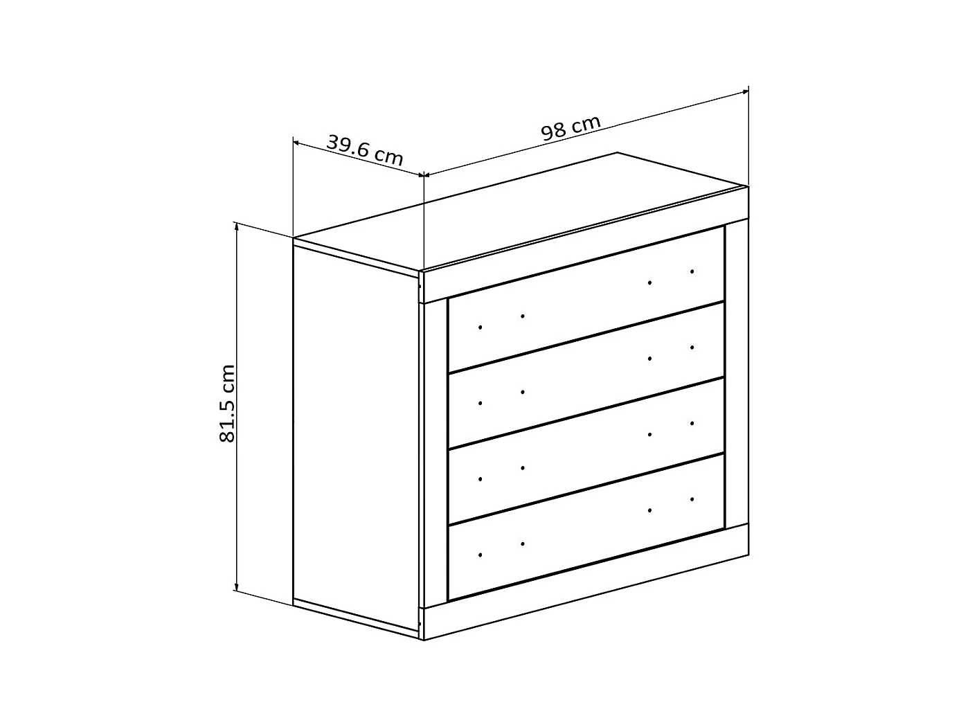 Comoda Kiara de 4 Cajones Cambria y Grafito 98x82 cm