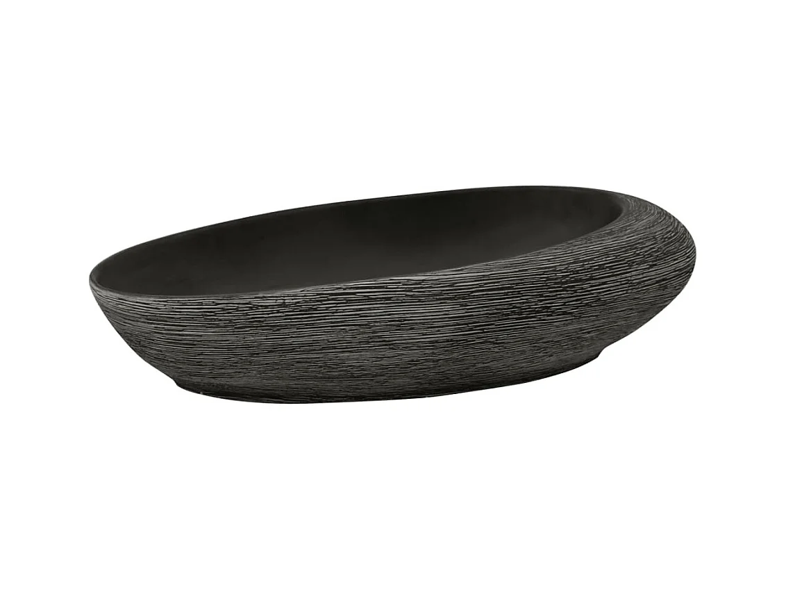 Vasque à poser Lavabo | Bac à laver gris et noir ovale 59x40x14 cm céramique