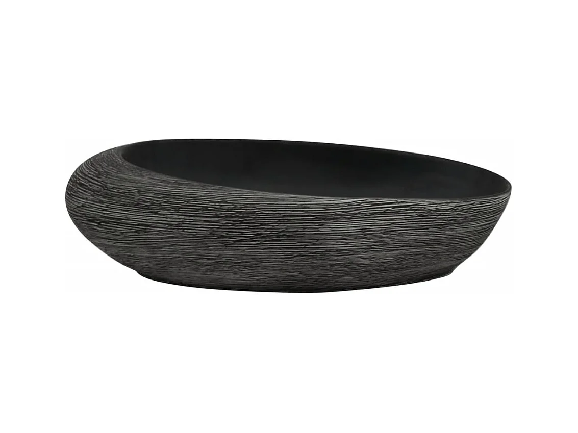 Vasque à poser Lavabo | Bac à laver gris et noir ovale 59x40x14 cm céramique