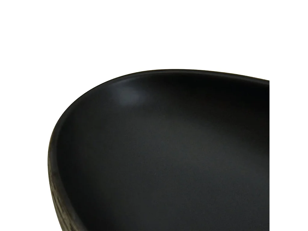 Vasque à poser Lavabo | Bac à laver gris et noir ovale 59x40x14 cm céramique