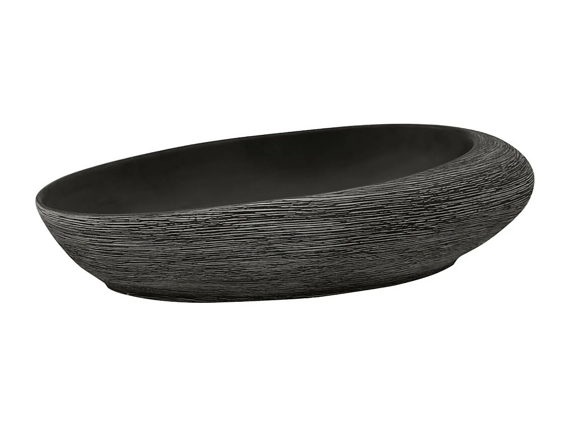 Vasque à poser Lavabo | Bac à laver gris et noir ovale 59x40x14 cm céramique