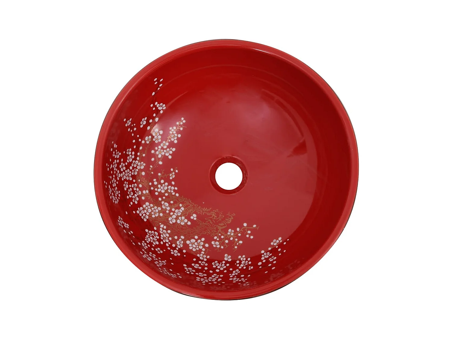 Vasque à poser Lavabo | Bac à laver noir et rouge rond Φ41x14 cm céramique