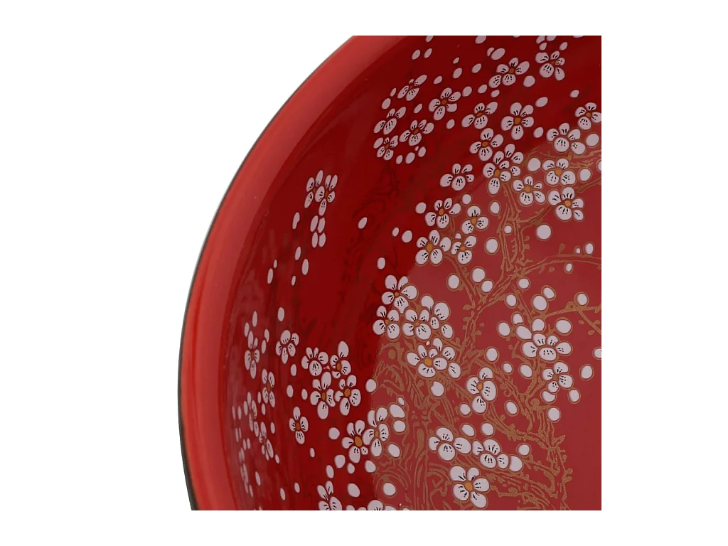 Vasque à poser Lavabo | Bac à laver noir et rouge rond Φ41x14 cm céramique