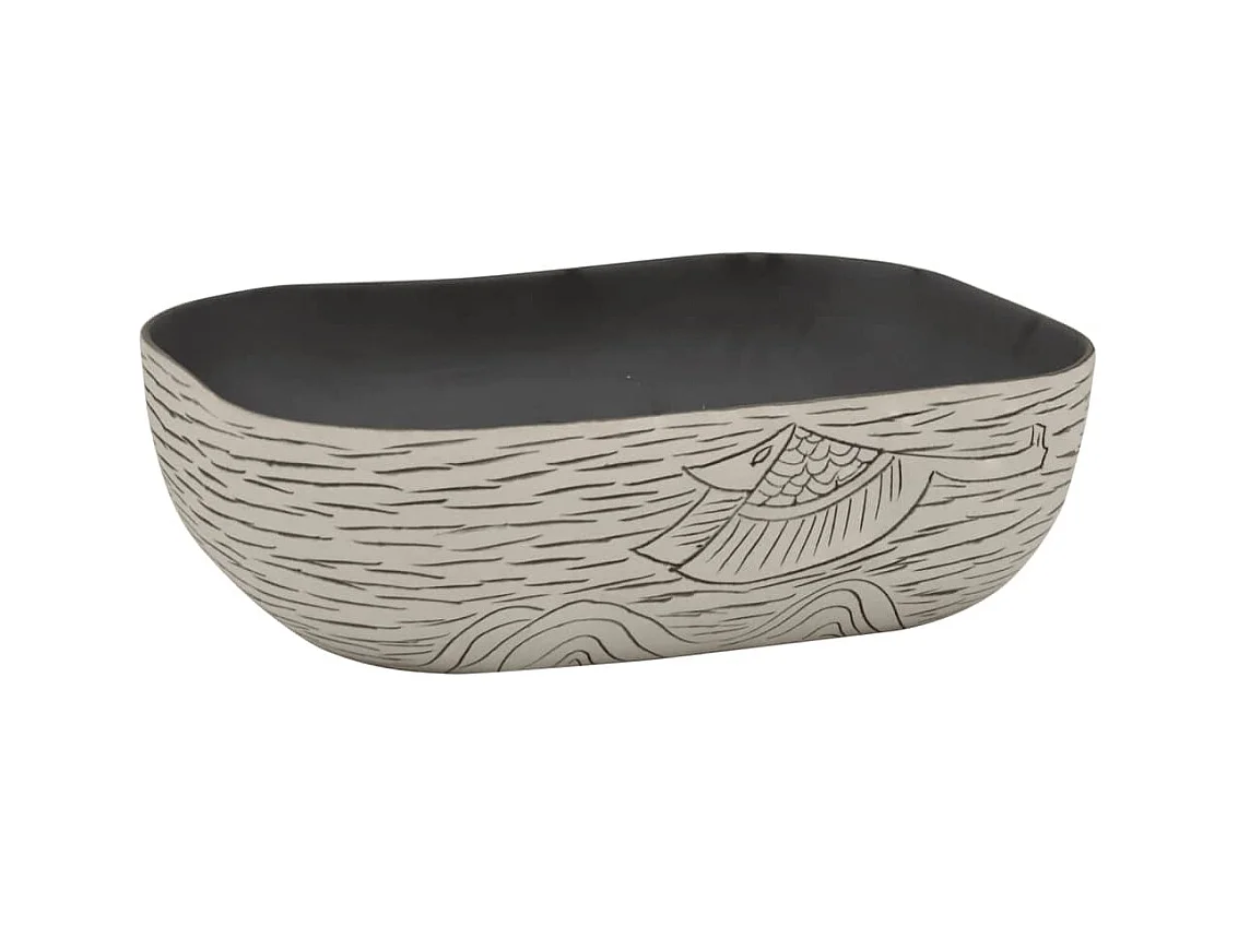 Vasque à poser Lavabo | Bac à laver gris/noir rectangulaire 48x37,5x13,5cm céramique