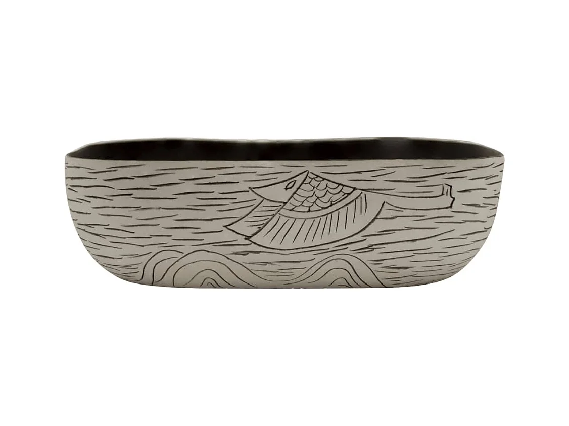 Vasque à poser Lavabo | Bac à laver gris/noir rectangulaire 48x37,5x13,5cm céramique