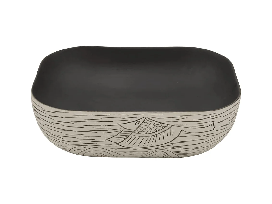 Vasque à poser Lavabo | Bac à laver gris/noir rectangulaire 48x37,5x13,5cm céramique