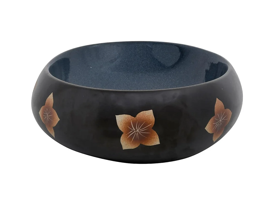 Vasque à poser Lavabo | Bac à laver noir et bleu ovale 59x40x15 cm céramique