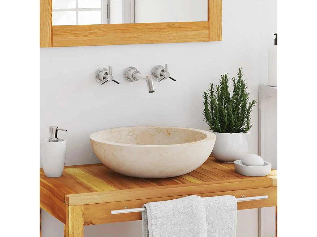 Lavabo | Évier de cuisine 40 x 12 cm Marbre Crème