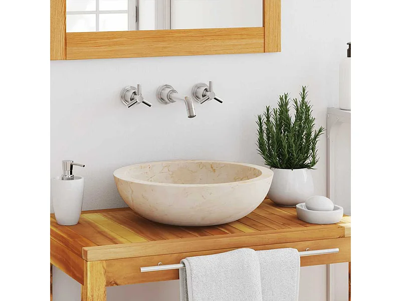 Lavabo | Évier de cuisine 40 x 12 cm Marbre Crème