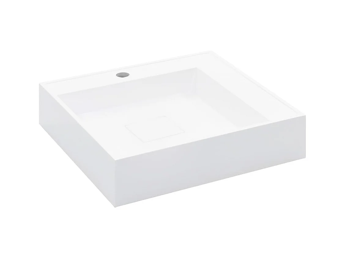 Lavabo salle de bain-Vasque à poser 50x50x12,3 cm Fonte minérale/marbre Blanc