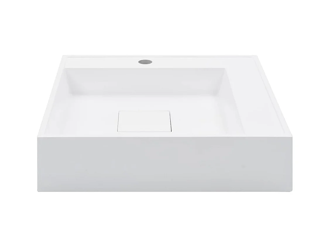 Lavabo salle de bain-Vasque à poser 50x50x12,3 cm Fonte minérale/marbre Blanc