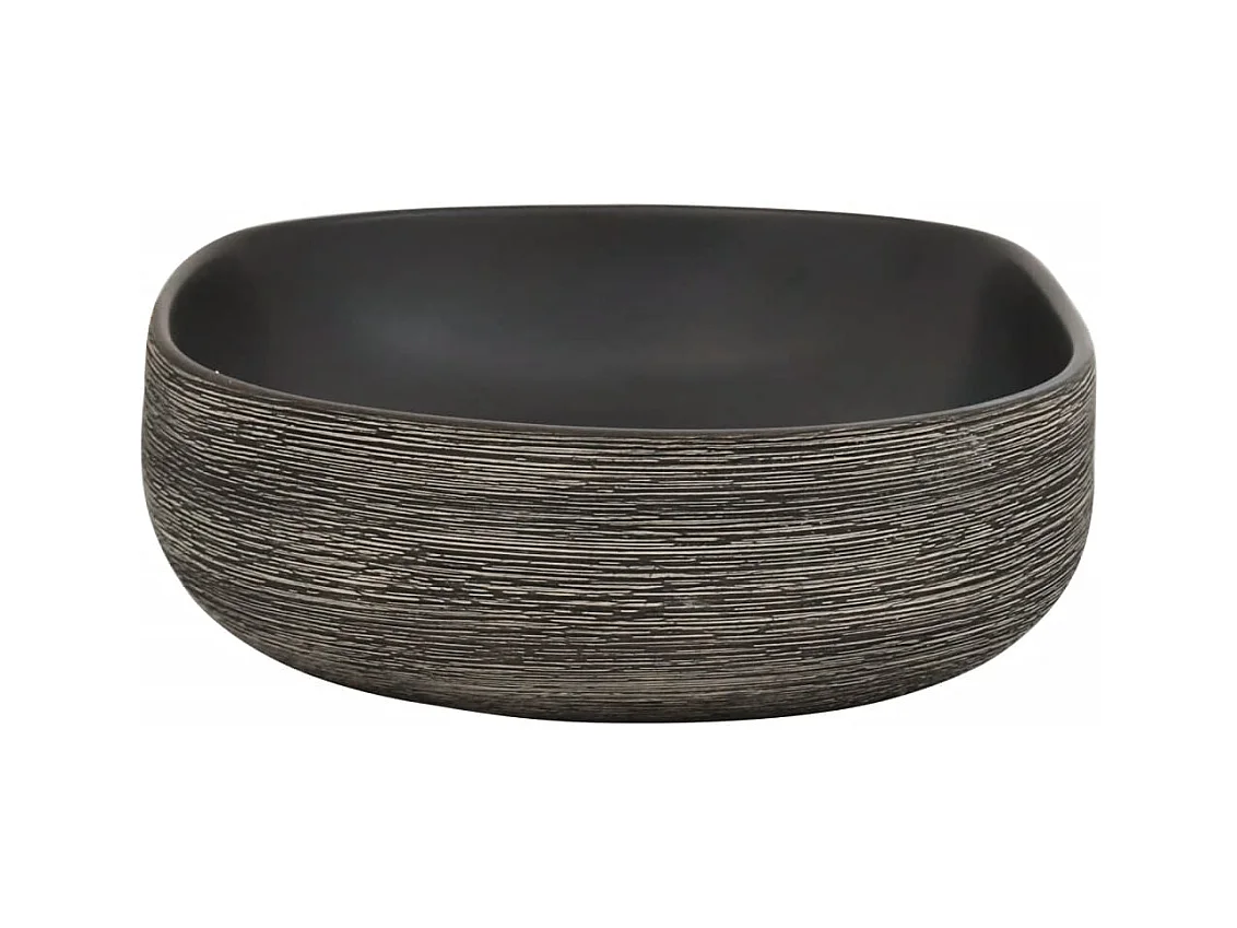 Vasque à poser Lavabo | Bac à laver gris et noir ovale 59x40x14 cm céramique