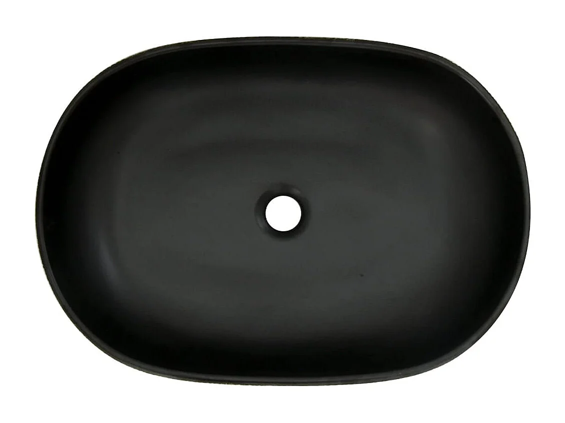 Vasque à poser Lavabo | Bac à laver gris et noir ovale 59x40x14 cm céramique