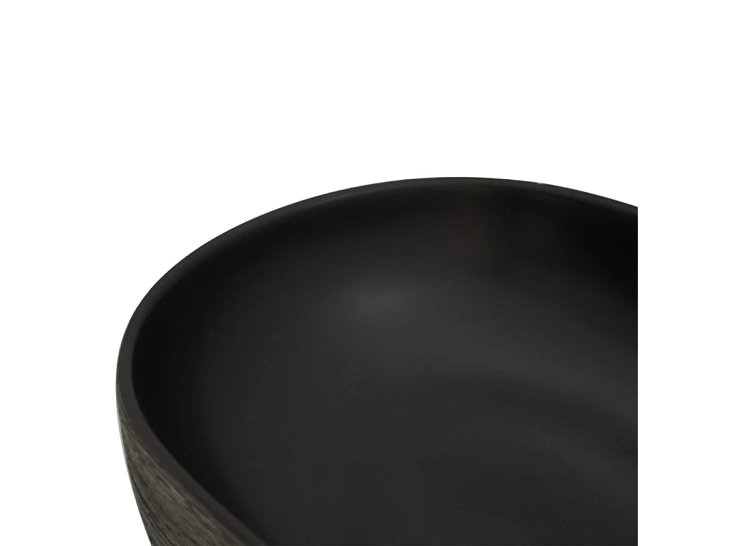Vasque à poser Lavabo | Bac à laver gris et noir ovale 59x40x14 cm céramique