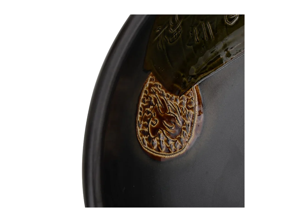 Vasque à poser Lavabo | Bac à laver noir rond Φ41x14 cm céramique