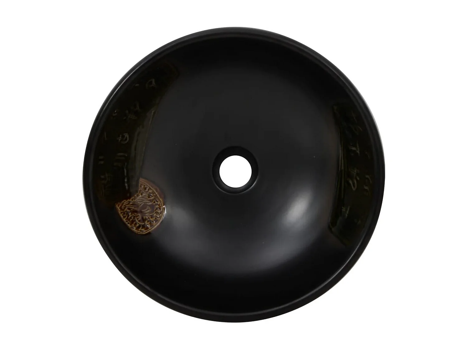 Vasque à poser Lavabo | Bac à laver noir rond Φ41x14 cm céramique