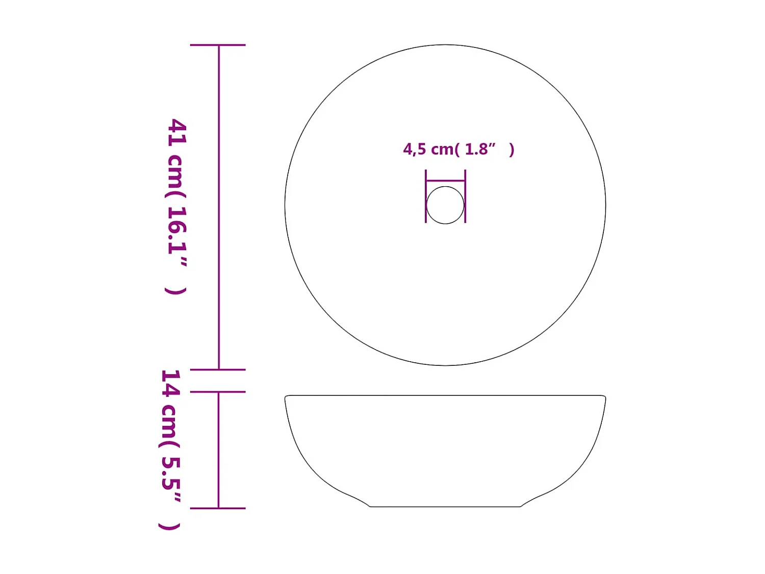 Vasque à poser Lavabo | Bac à laver noir rond Φ41x14 cm céramique