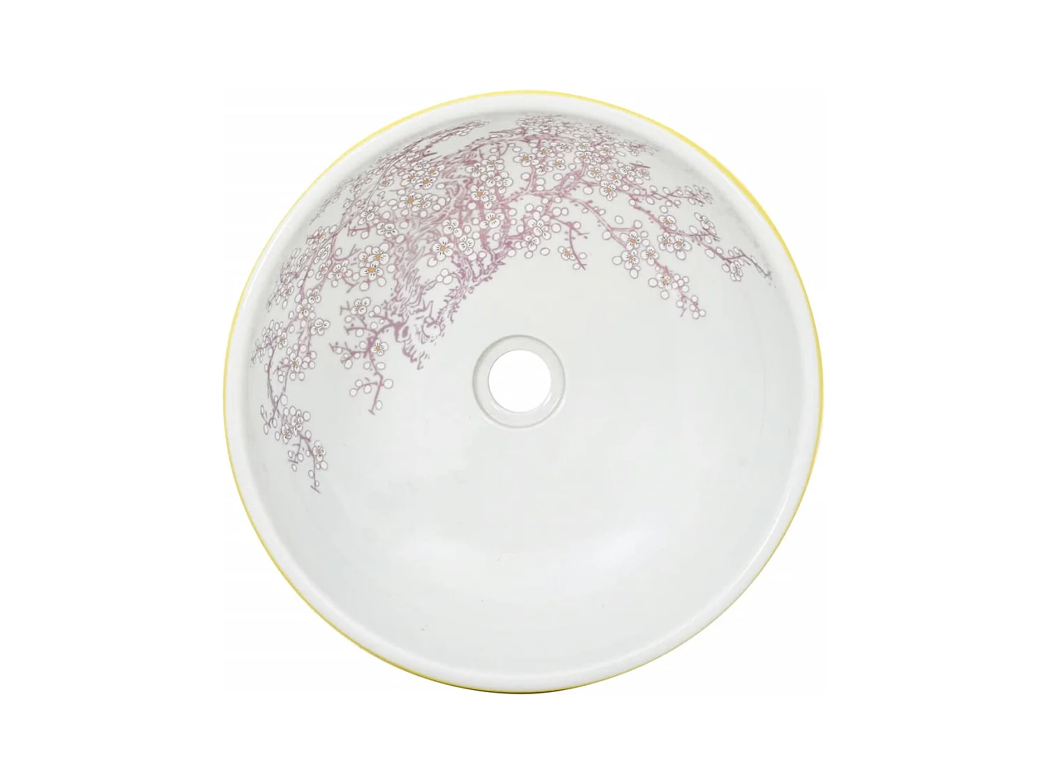 Vasque à poser Lavabo | Bac à laver blanc et jaune rond Φ41x14 cm céramique