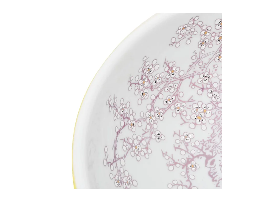 Vasque à poser Lavabo | Bac à laver blanc et jaune rond Φ41x14 cm céramique