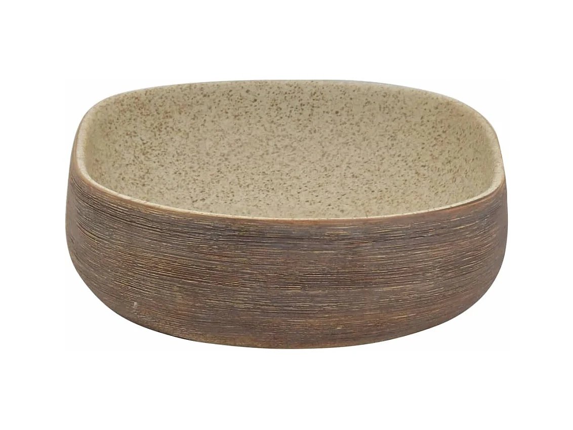 Vasque à poser Lavabo | Bac à laver sable et marron ovale 59x40x14 cm céramique