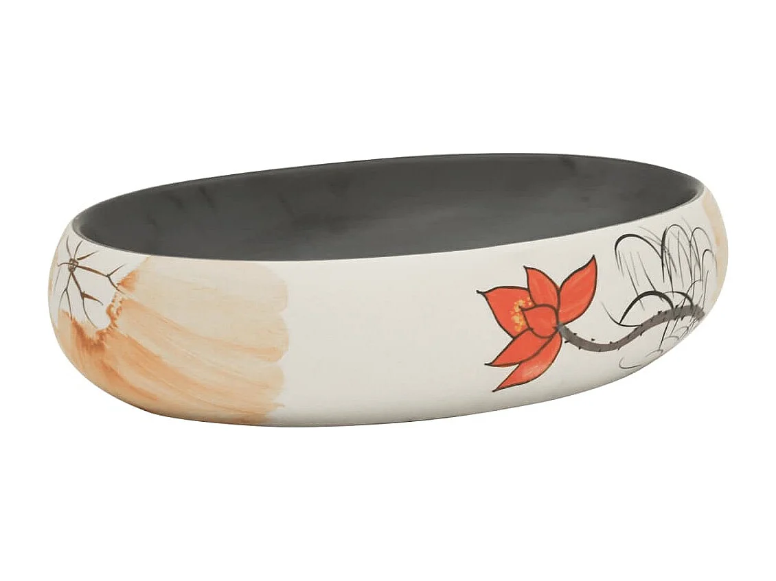 Vasque à poser Lavabo | Bac à laver multicolore ovale 59x40x15 cm céramique