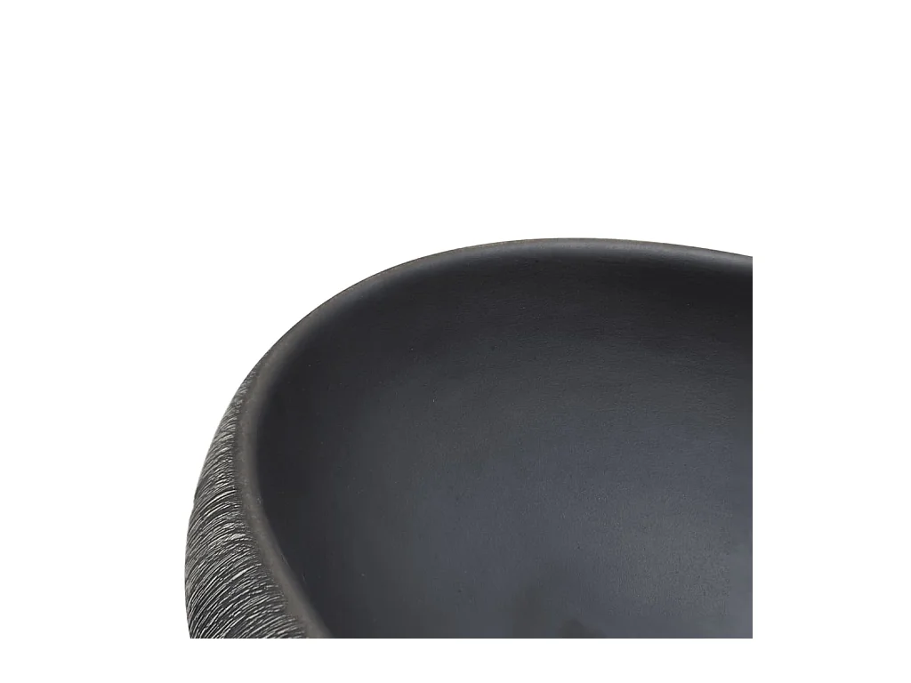 Vasque à poser Lavabo | Bac à laver noir et gris ovale 59x40x15 cm céramique