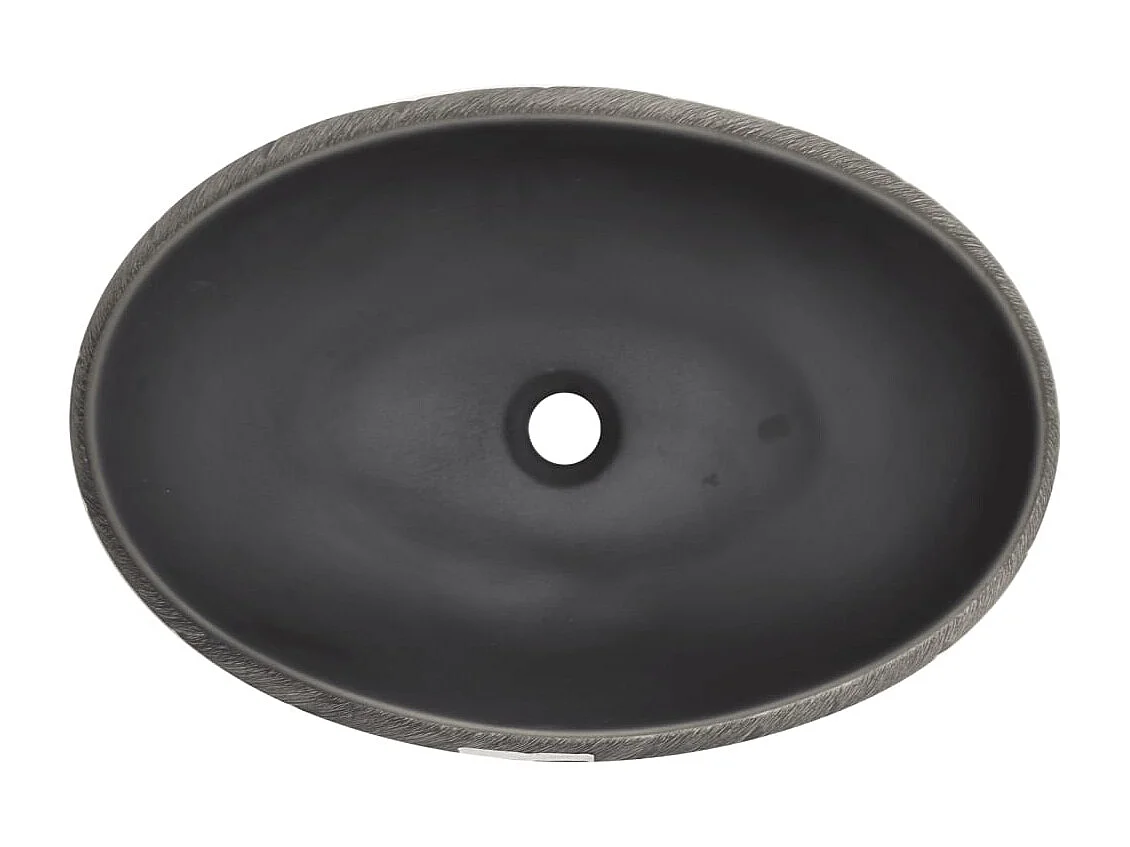 Vasque à poser Lavabo | Bac à laver noir et gris ovale 59x40x15 cm céramique