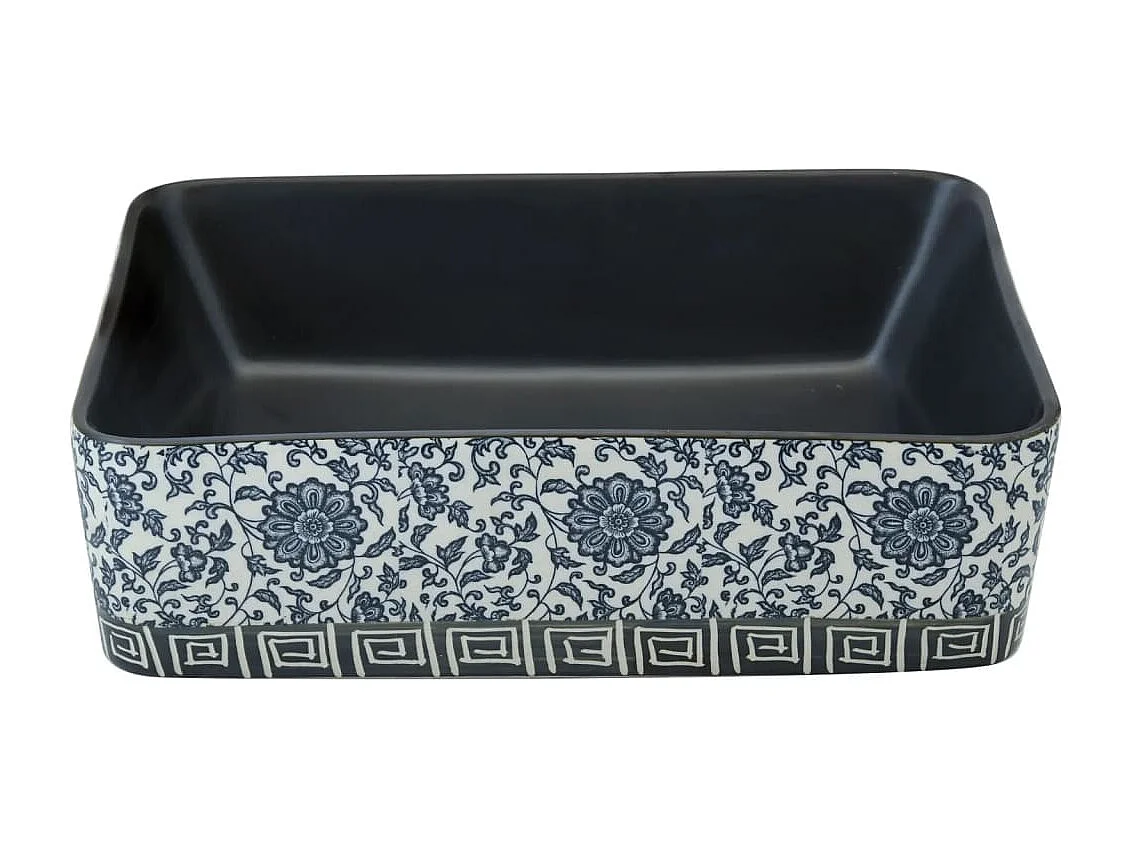 Vasque à poser Lavabo | Bac à laver noir/bleu rectangulaire 46x35,5x13 cm céramique