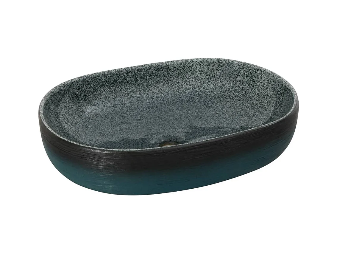 Vasque à poser Lavabo | Bac à laver turquoise ovale 59x40x14 cm céramique