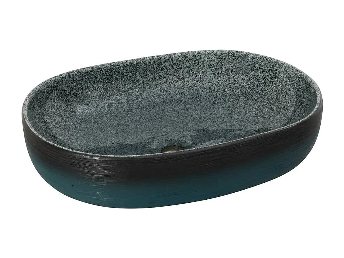 Vasque à poser Lavabo | Bac à laver turquoise ovale 59x40x14 cm céramique