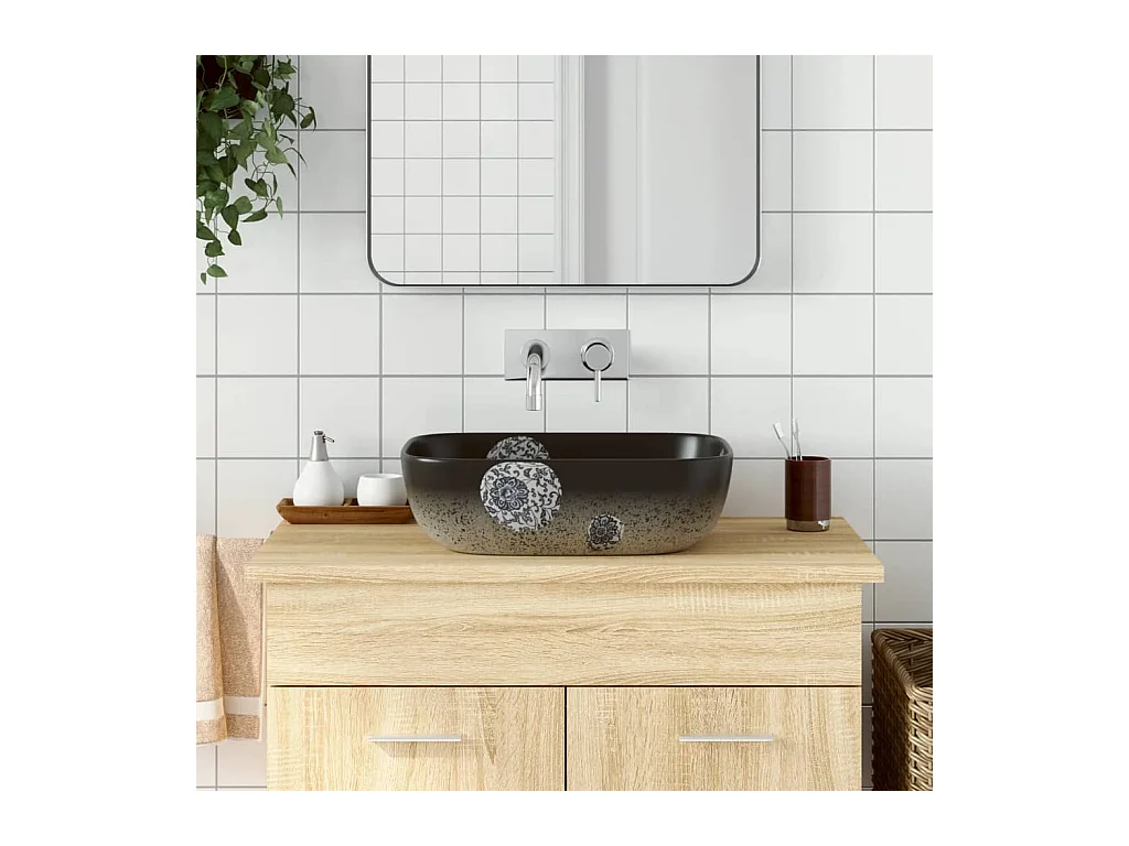 Vasque à poser Lavabo | Bac à laver multicolore rectangulaire céramique