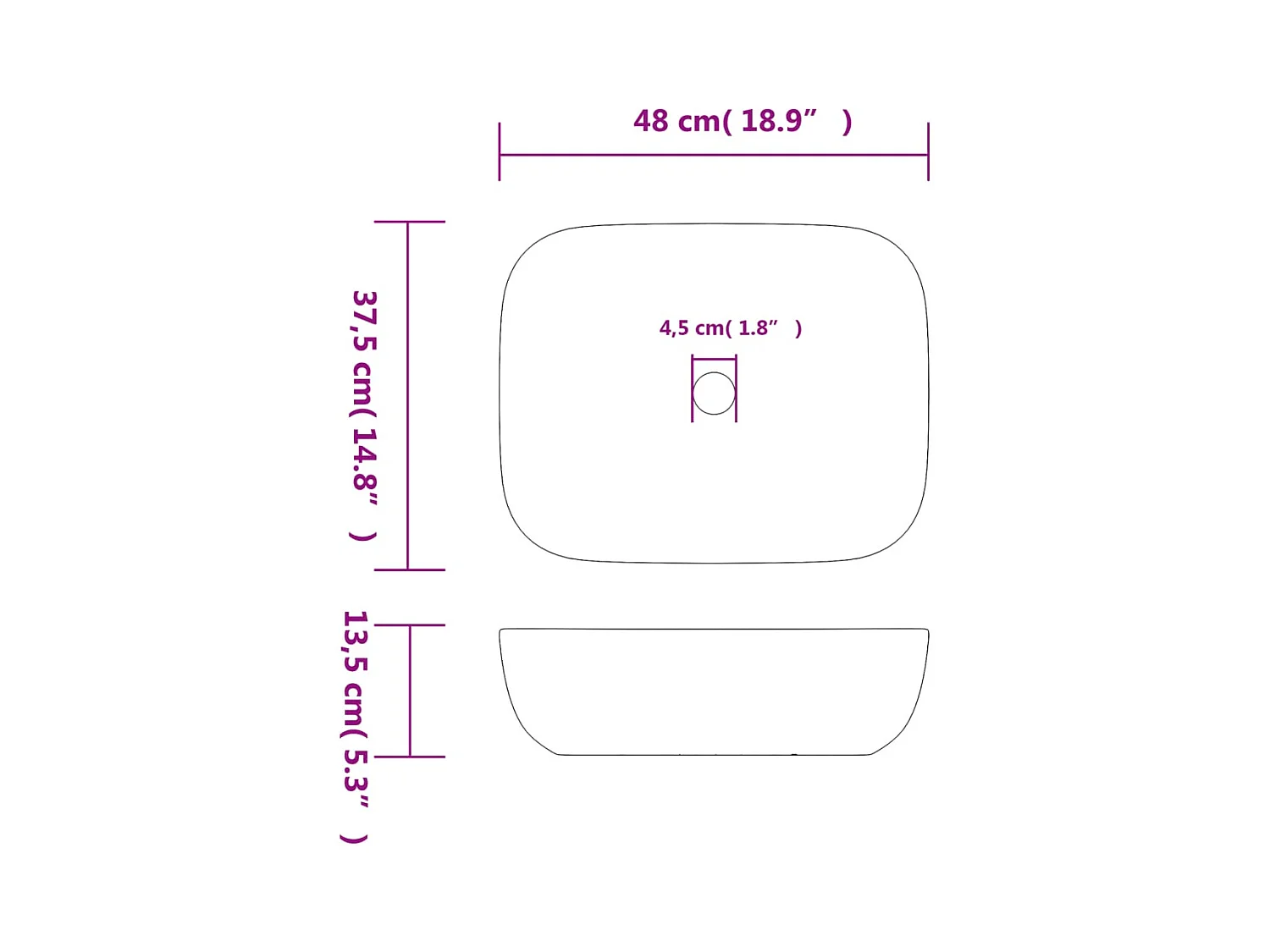 Vasque à poser Lavabo | Bac à laver multicolore rectangulaire céramique