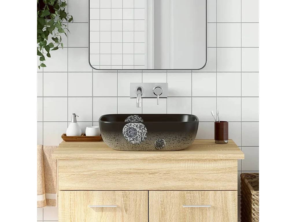 Vasque à poser Lavabo | Bac à laver multicolore rectangulaire céramique