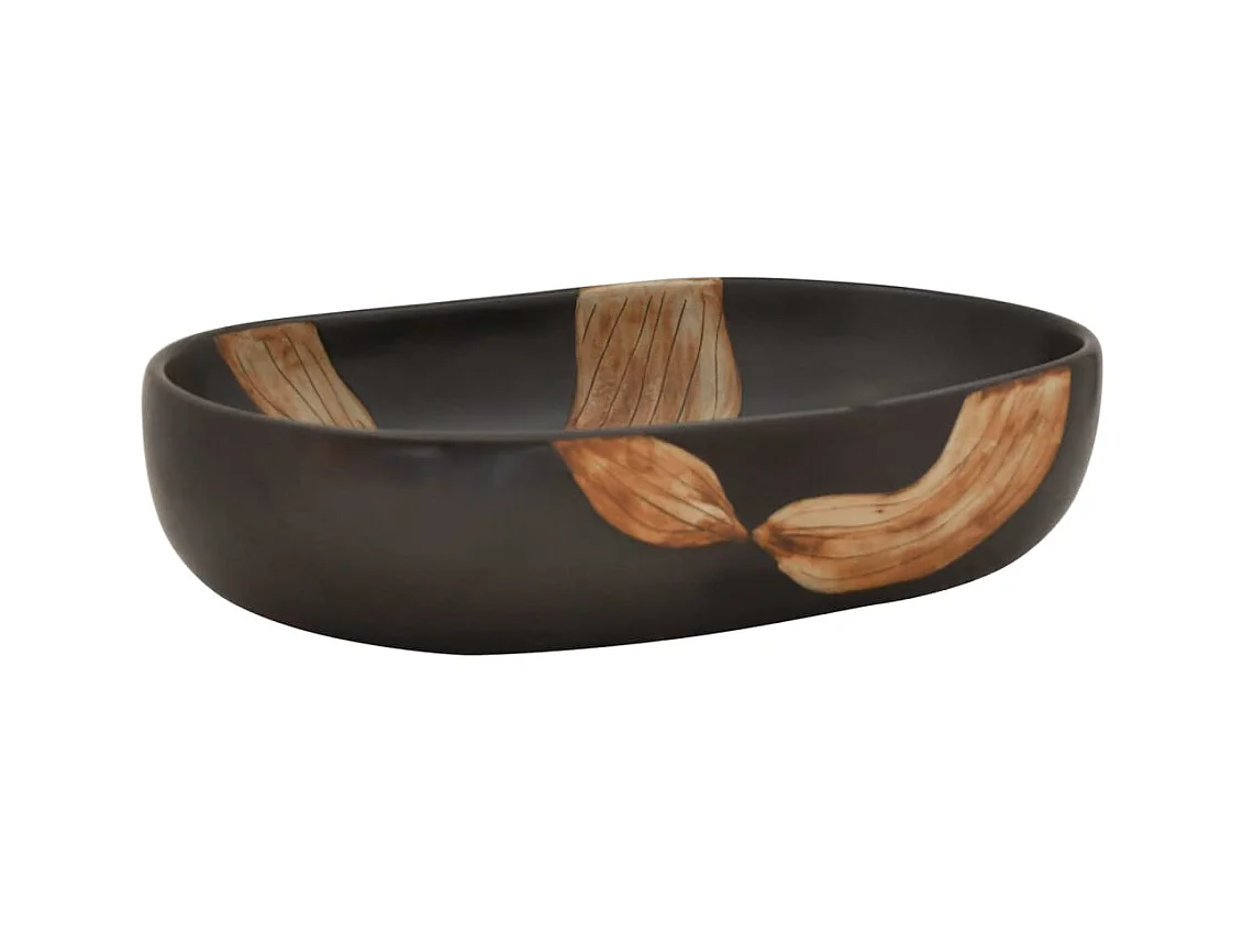 Vasque à poser Lavabo | Bac à laver noir ovale 59x40x14 cm céramique