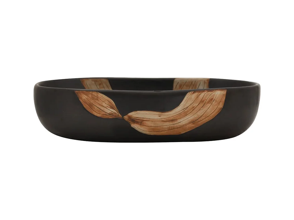 Vasque à poser Lavabo | Bac à laver noir ovale 59x40x14 cm céramique