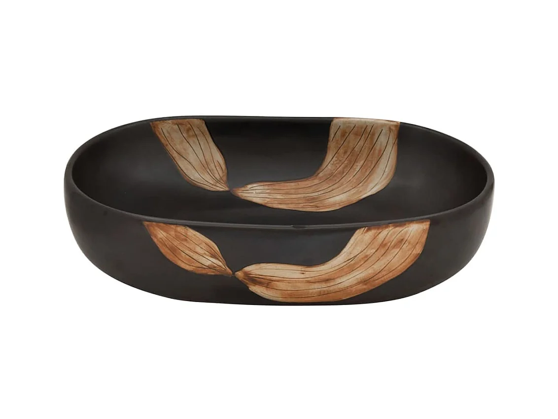 Vasque à poser Lavabo | Bac à laver noir ovale 59x40x14 cm céramique