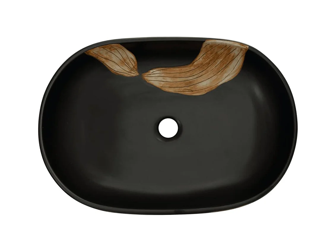 Vasque à poser Lavabo | Bac à laver noir ovale 59x40x14 cm céramique