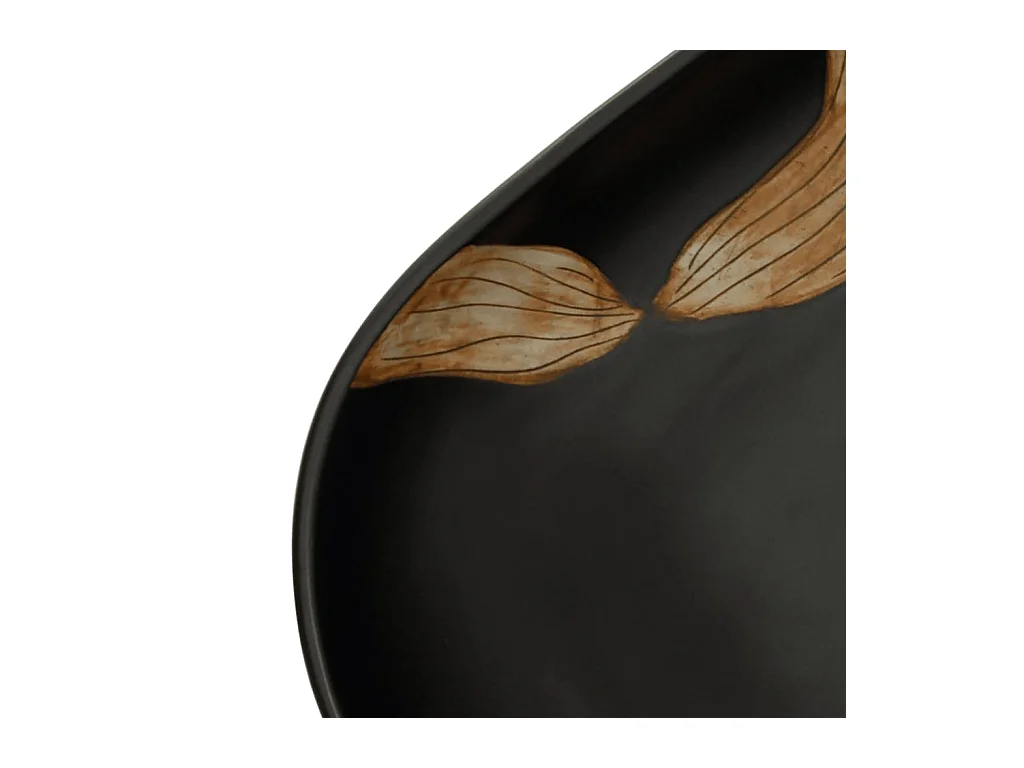 Vasque à poser Lavabo | Bac à laver noir ovale 59x40x14 cm céramique