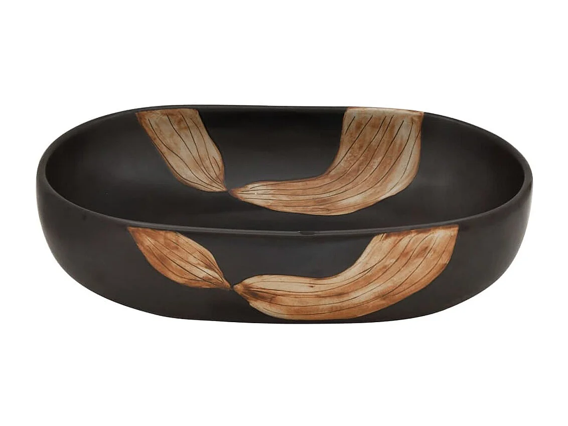 Vasque à poser Lavabo | Bac à laver noir ovale 59x40x14 cm céramique