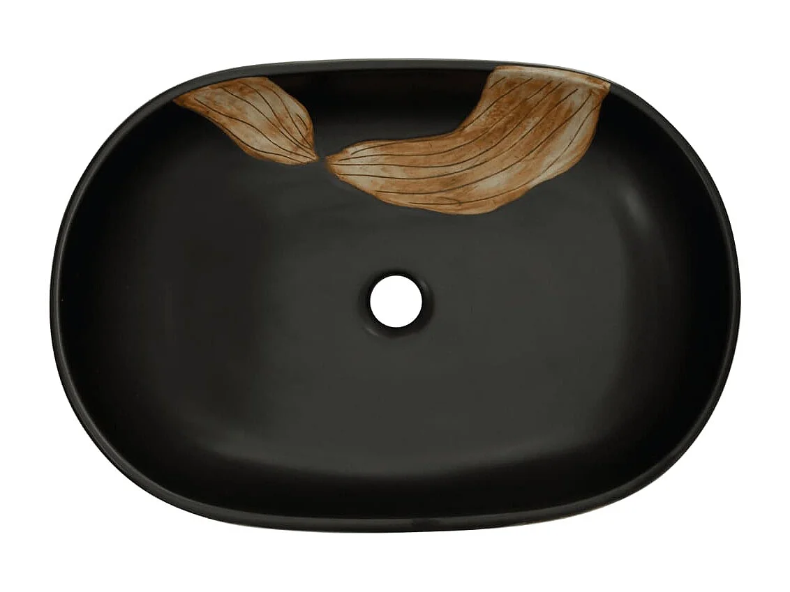 Vasque à poser Lavabo | Bac à laver noir ovale 59x40x14 cm céramique