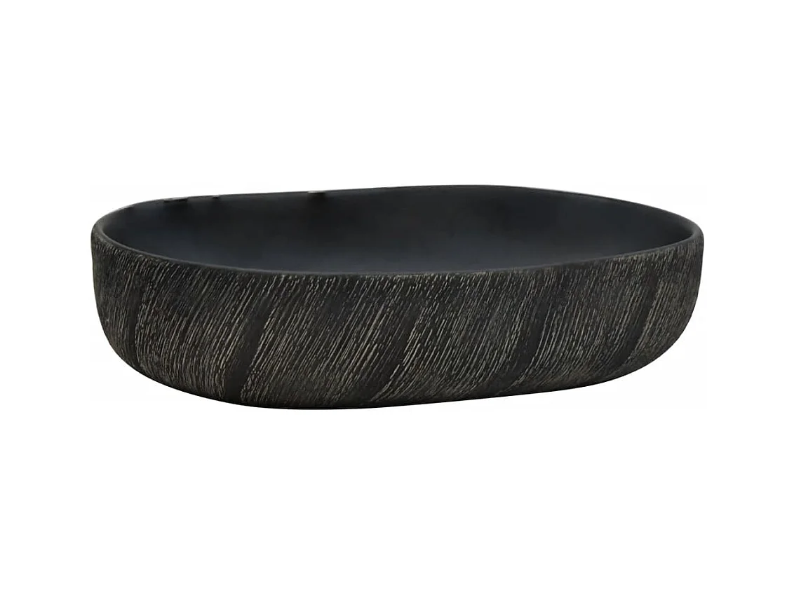 Vasque à poser Lavabo | Bac à laver noir ovale 59x40x14 cm céramique