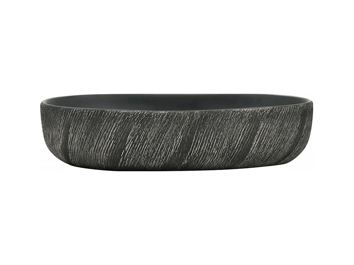 Vasque à poser Lavabo | Bac à laver noir ovale 59x40x14 cm céramique